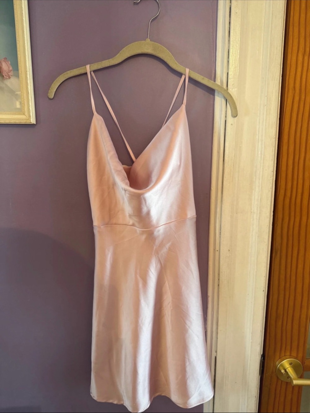 Silky Pink Cowl Neck Slip Dress